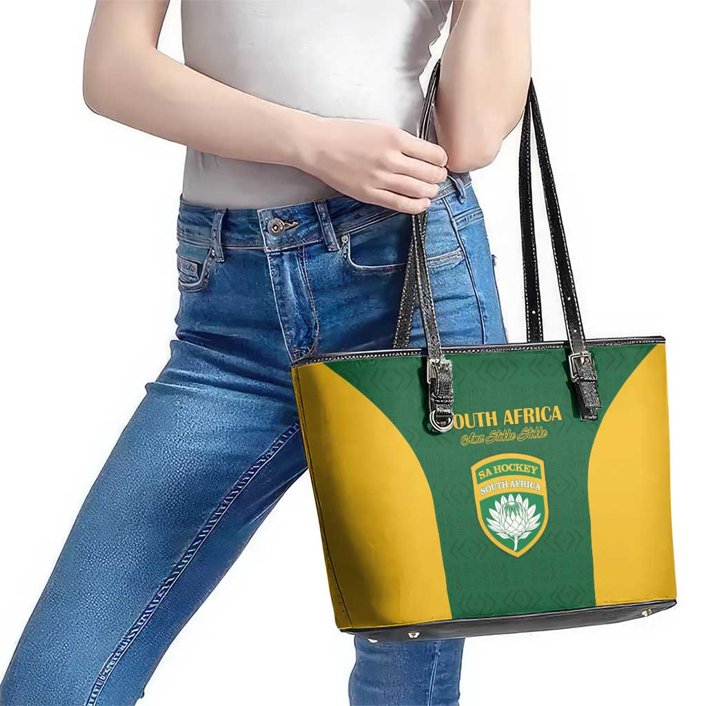 South Africa Hockey Leather Tote Bag Go Ama Stokke Stokke Go - Wonder Print Shop