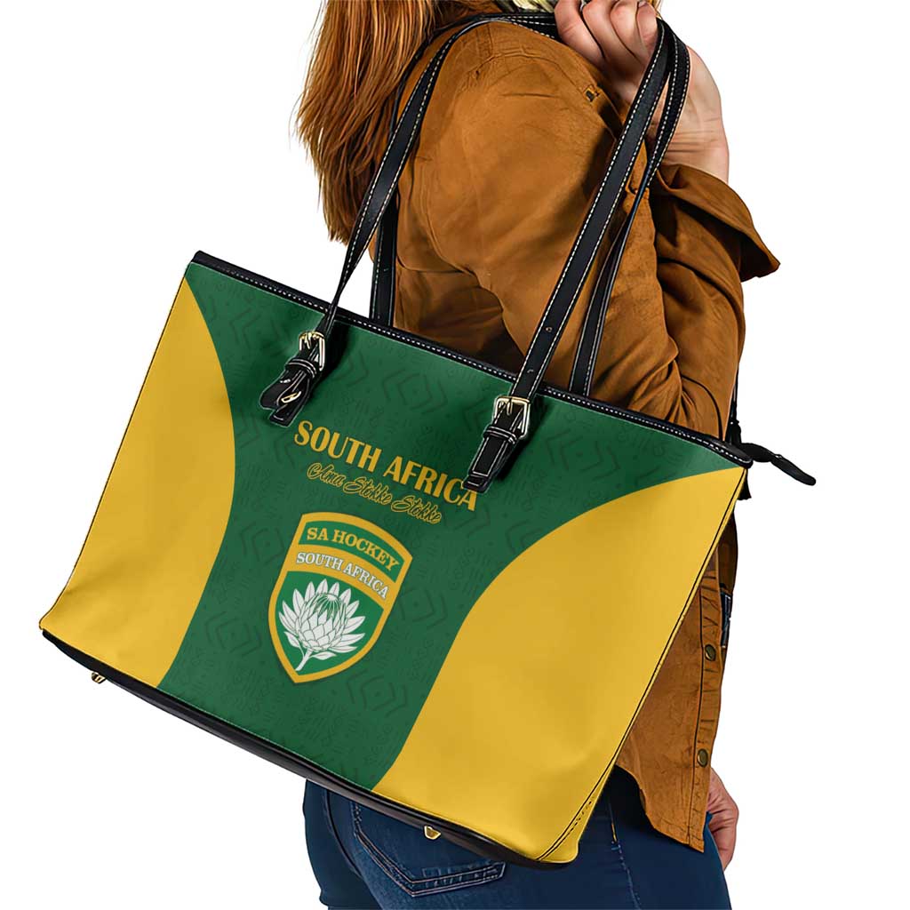 South Africa Hockey Leather Tote Bag Go Ama Stokke Stokke Go - Wonder Print Shop