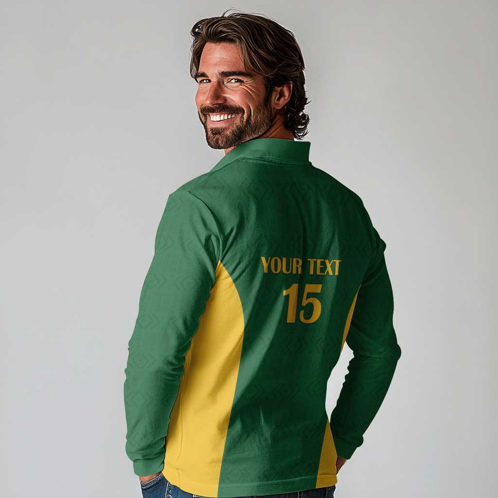 South Africa Hockey Custom Long Sleeve Polo Shirt Go Ama Stokke Stokke Go - Wonder Print Shop