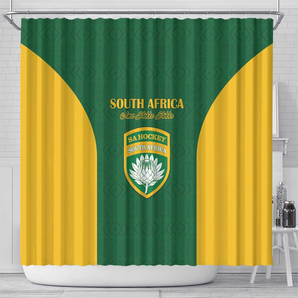 South Africa Hockey Shower Curtain Go Ama Stokke Stokke Go - Wonder Print Shop