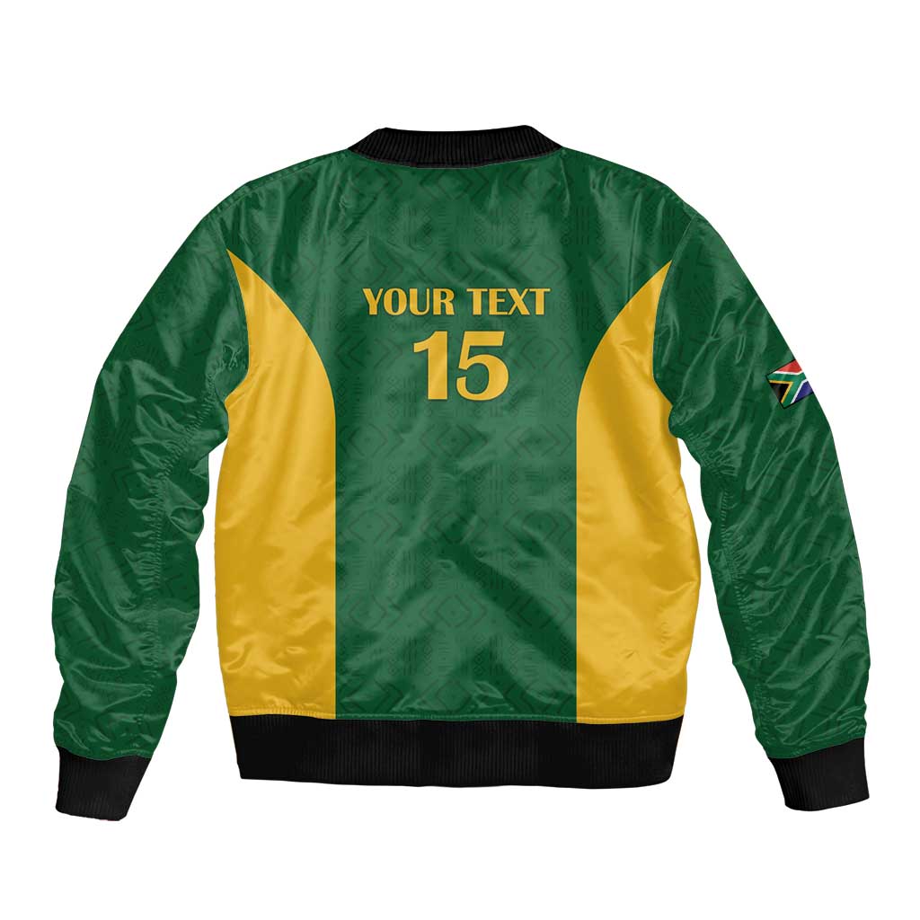 South Africa Hockey Custom Sleeve Zip Bomber Jacket Go Ama Stokke Stokke Go - Wonder Print Shop