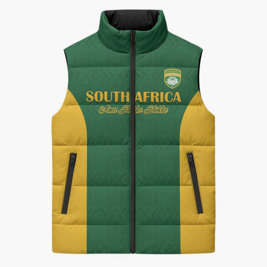 South Africa Hockey Custom Sleeveless Puffer Jacket Go Ama Stokke Stokke Go - Wonder Print Shop