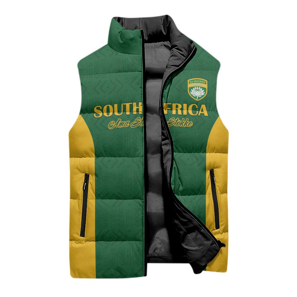 South Africa Hockey Custom Sleeveless Puffer Jacket Go Ama Stokke Stokke Go - Wonder Print Shop