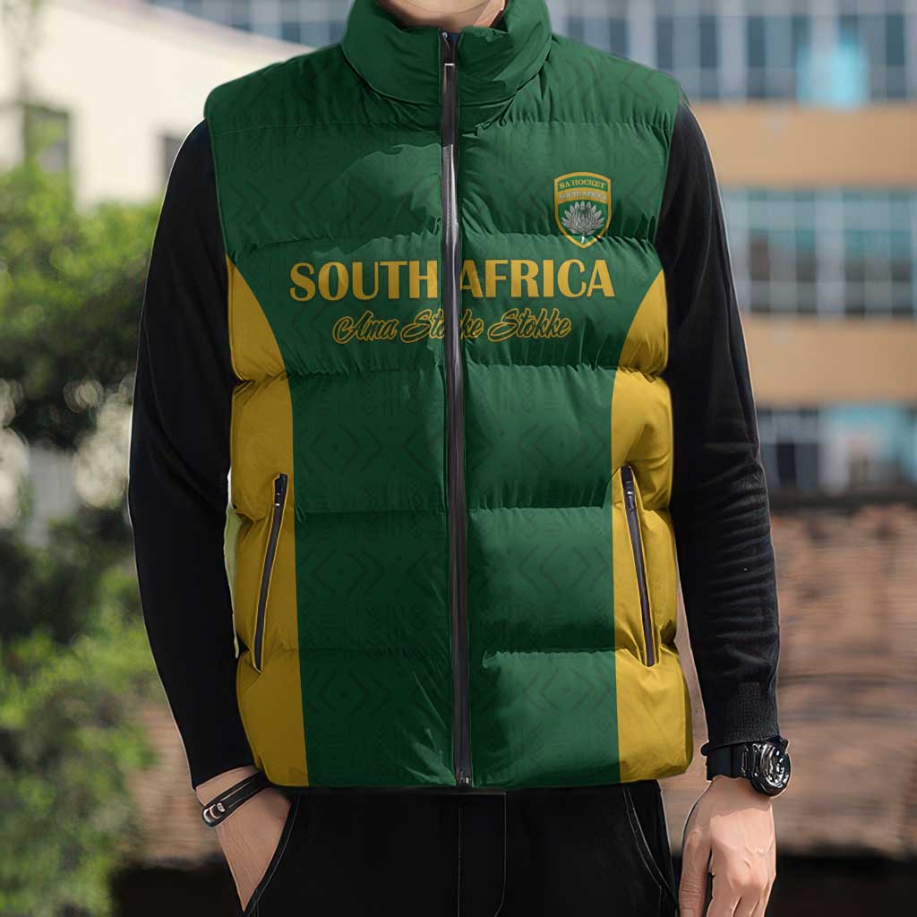 South Africa Hockey Custom Sleeveless Puffer Jacket Go Ama Stokke Stokke Go - Wonder Print Shop