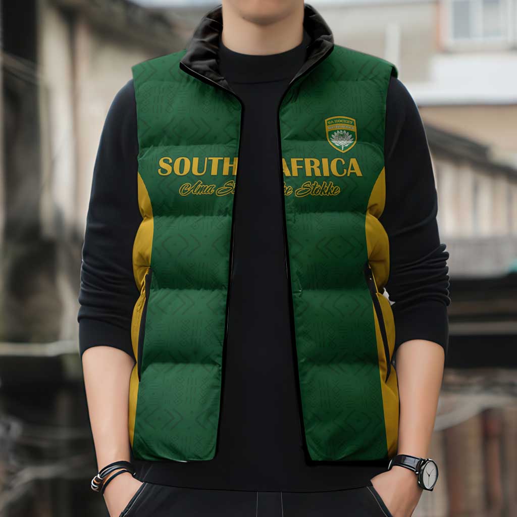 South Africa Hockey Custom Sleeveless Puffer Jacket Go Ama Stokke Stokke Go - Wonder Print Shop