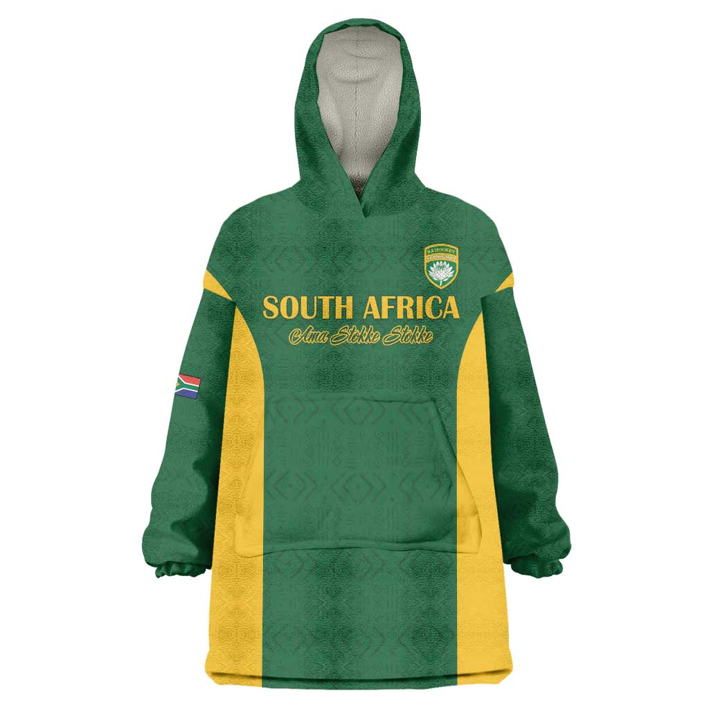 South Africa Hockey Custom Wearable Blanket Hoodie Go Ama Stokke Stokke Go - Wonder Print Shop
