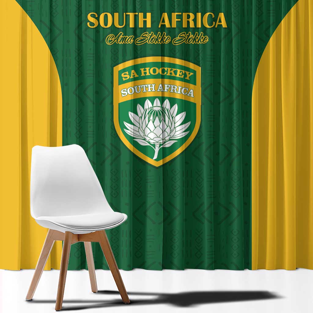 South Africa Hockey Window Curtain Go Ama Stokke Stokke Go - Wonder Print Shop