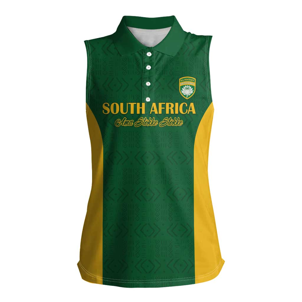 South Africa Hockey Custom Women Sleeveless Polo Shirt Go Ama Stokke Stokke Go - Wonder Print Shop