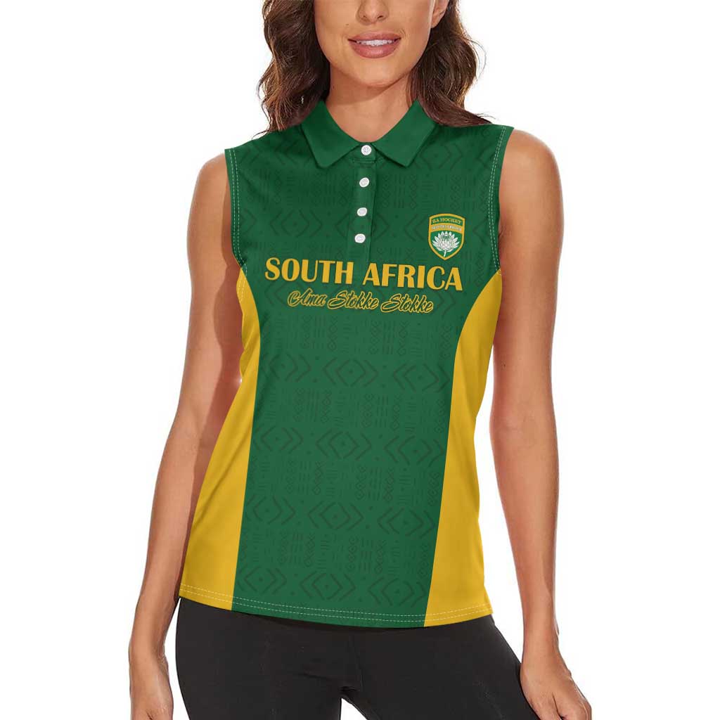 South Africa Hockey Custom Women Sleeveless Polo Shirt Go Ama Stokke Stokke Go - Wonder Print Shop