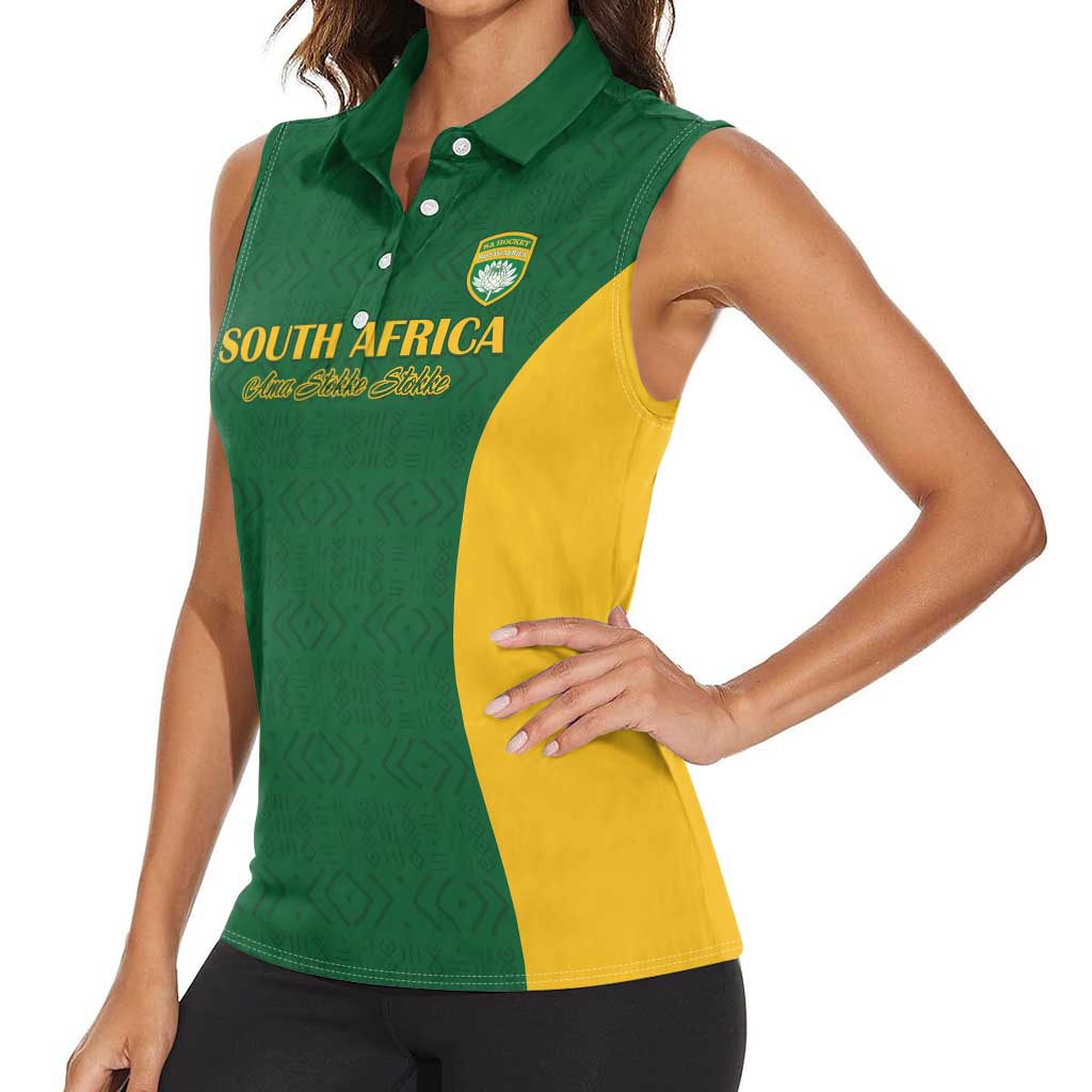 South Africa Hockey Custom Women Sleeveless Polo Shirt Go Ama Stokke Stokke Go - Wonder Print Shop