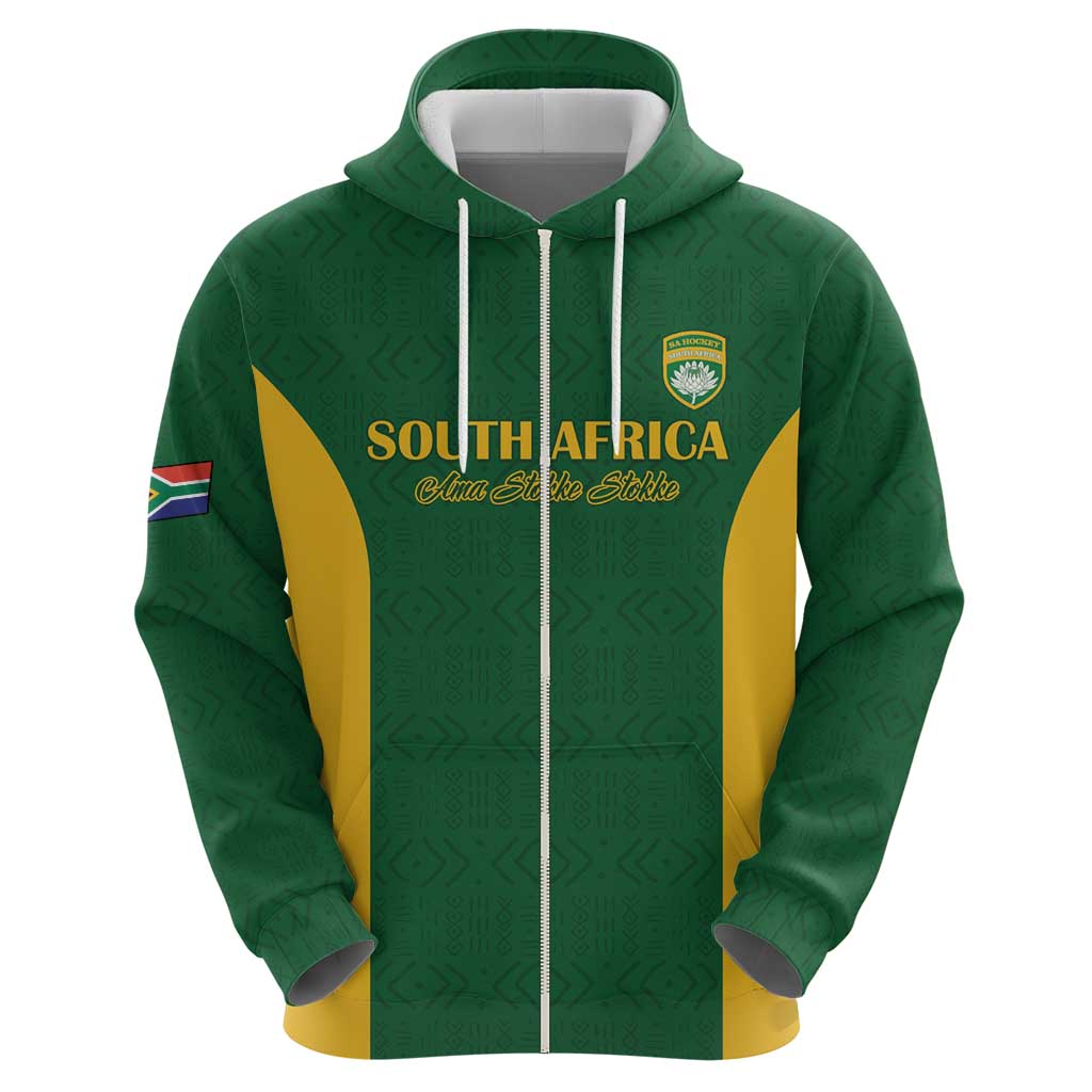 South Africa Hockey Custom Zip Hoodie Go Ama Stokke Stokke Go - Wonder Print Shop