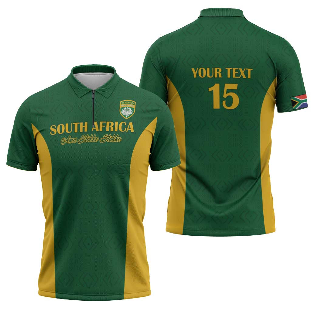 South Africa Hockey Custom Zipper Polo Shirt Go Ama Stokke Stokke Go - Wonder Print Shop