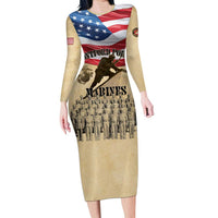 Montford Point Marines 1942-1949 Family Matching Long Sleeve Bodycon Dress and Hawaiian Shirt The First Black Marines - Wonder Print Shop