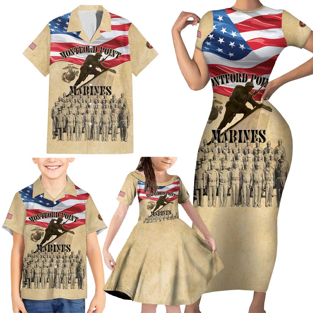 Montford Point Marines 1942-1949 Family Matching Short Sleeve Bodycon Dress and Hawaiian Shirt The First Black Marines - Wonder Print Shop