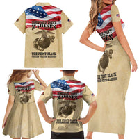 Montford Point Marines 1942-1949 Family Matching Short Sleeve Bodycon Dress and Hawaiian Shirt The First Black Marines - Wonder Print Shop