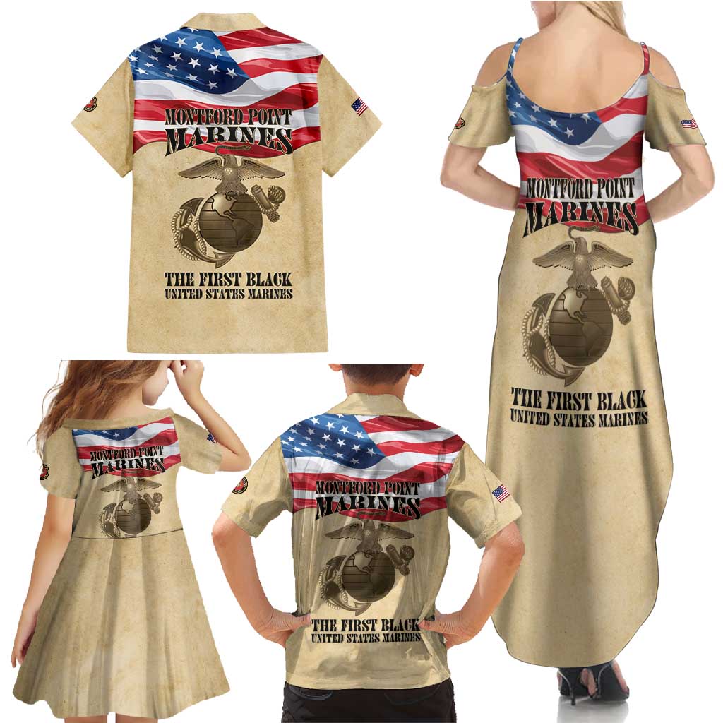 Montford Point Marines 1942-1949 Family Matching Summer Maxi Dress and Hawaiian Shirt The First Black Marines - Wonder Print Shop