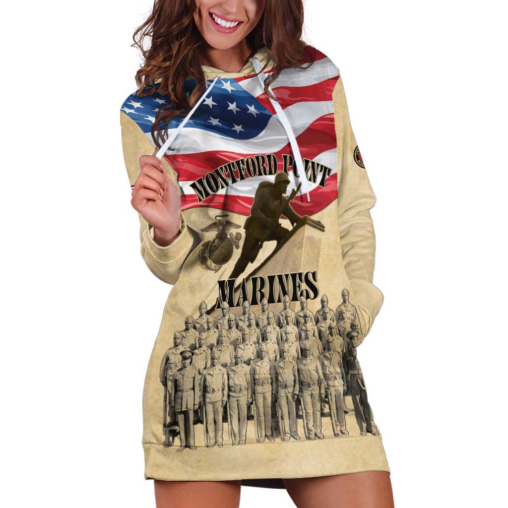 Montford Point Marines 1942-1949 Hoodie Dress The First Black Marines - Wonder Print Shop