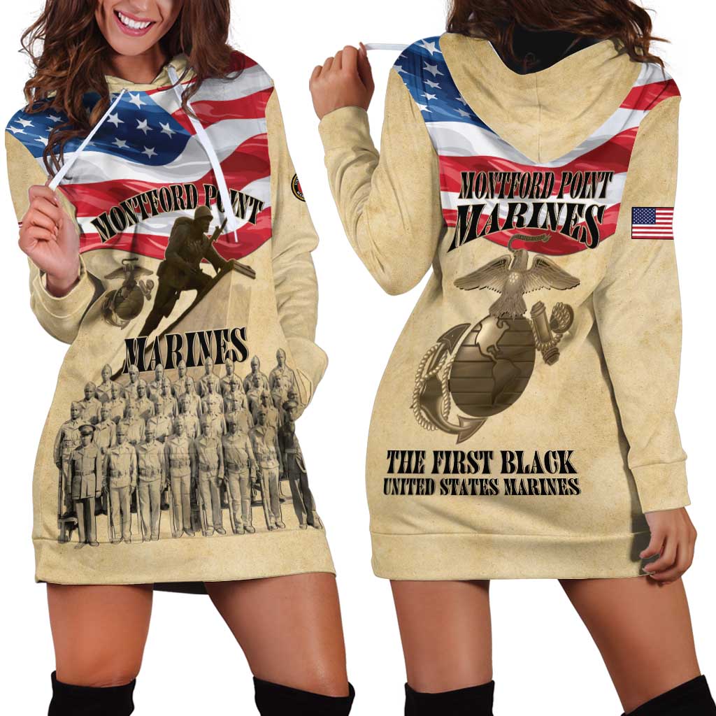 Montford Point Marines 1942-1949 Hoodie Dress The First Black Marines - Wonder Print Shop