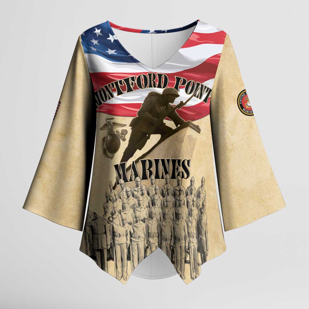 Montford Point Marines 1942-1949 Kimono Sleeve Blouse The First Black Marines - Wonder Print Shop