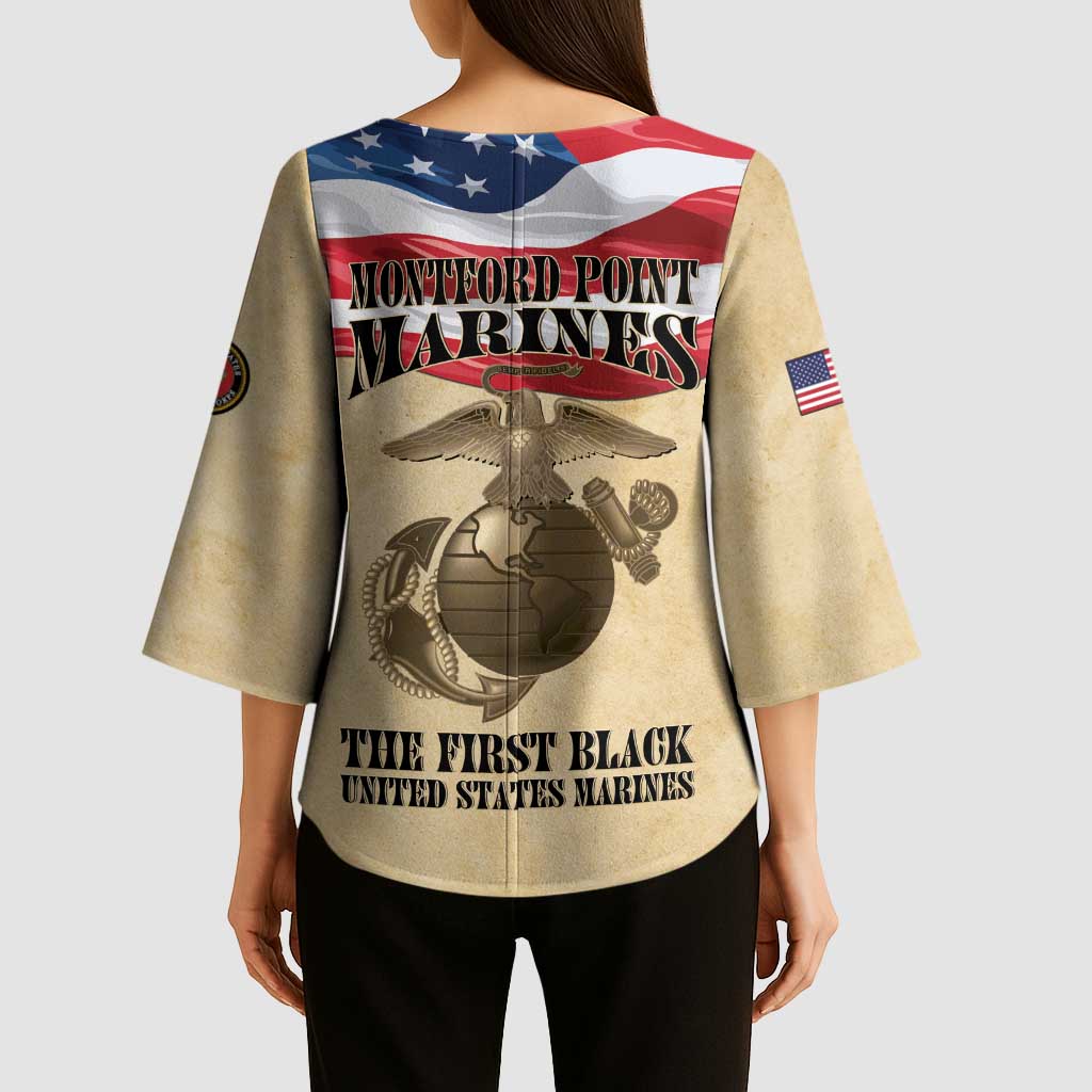 Montford Point Marines 1942-1949 Kimono Sleeve Blouse The First Black Marines - Wonder Print Shop