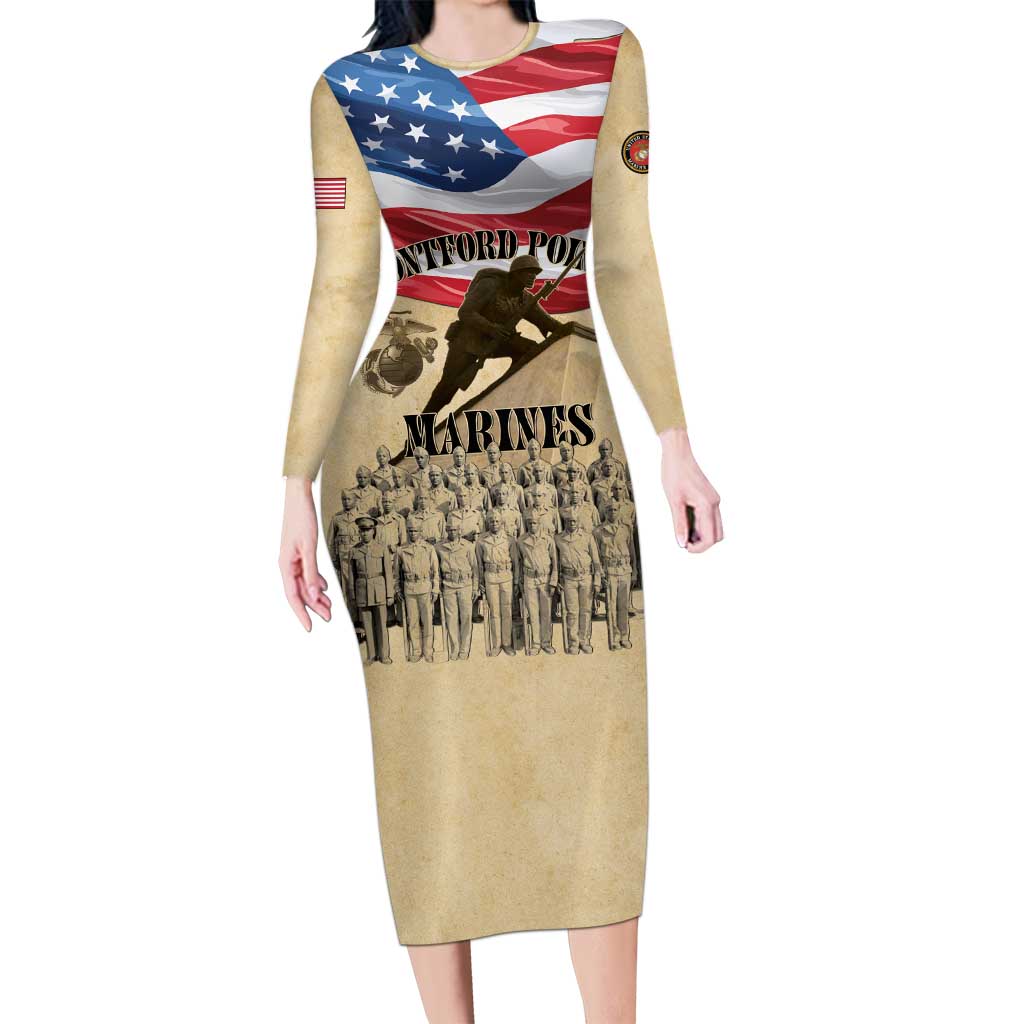 Montford Point Marines 1942-1949 Long Sleeve Bodycon Dress The First Black Marines - Wonder Print Shop