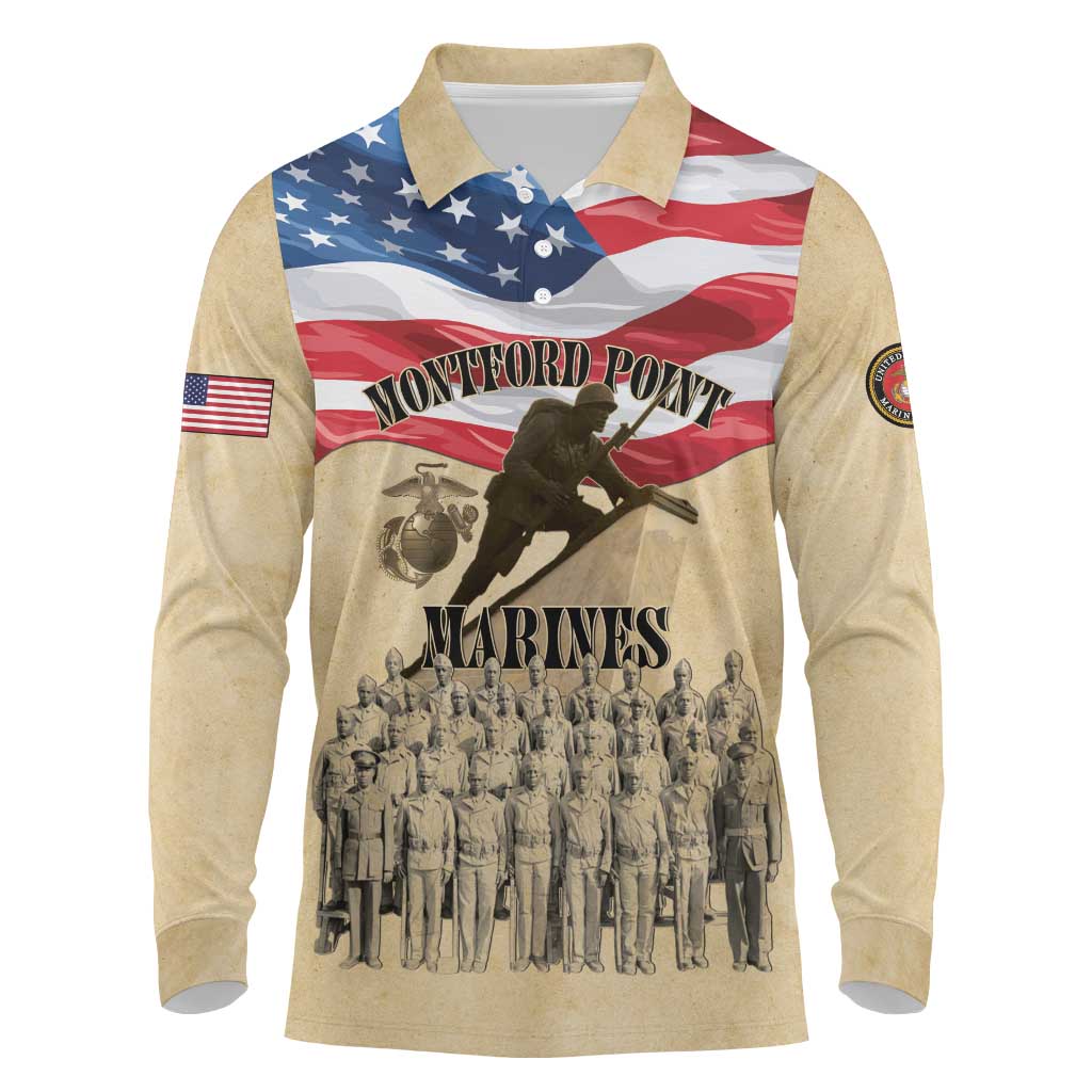 Montford Point Marines 1942-1949 Long Sleeve Polo Shirt The First Black Marines - Wonder Print Shop