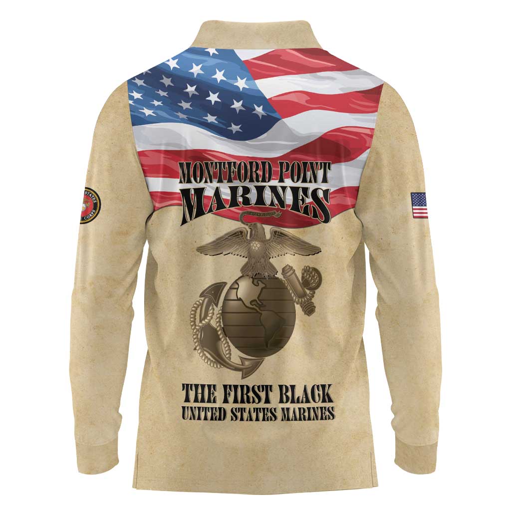 Montford Point Marines 1942-1949 Long Sleeve Polo Shirt The First Black Marines - Wonder Print Shop