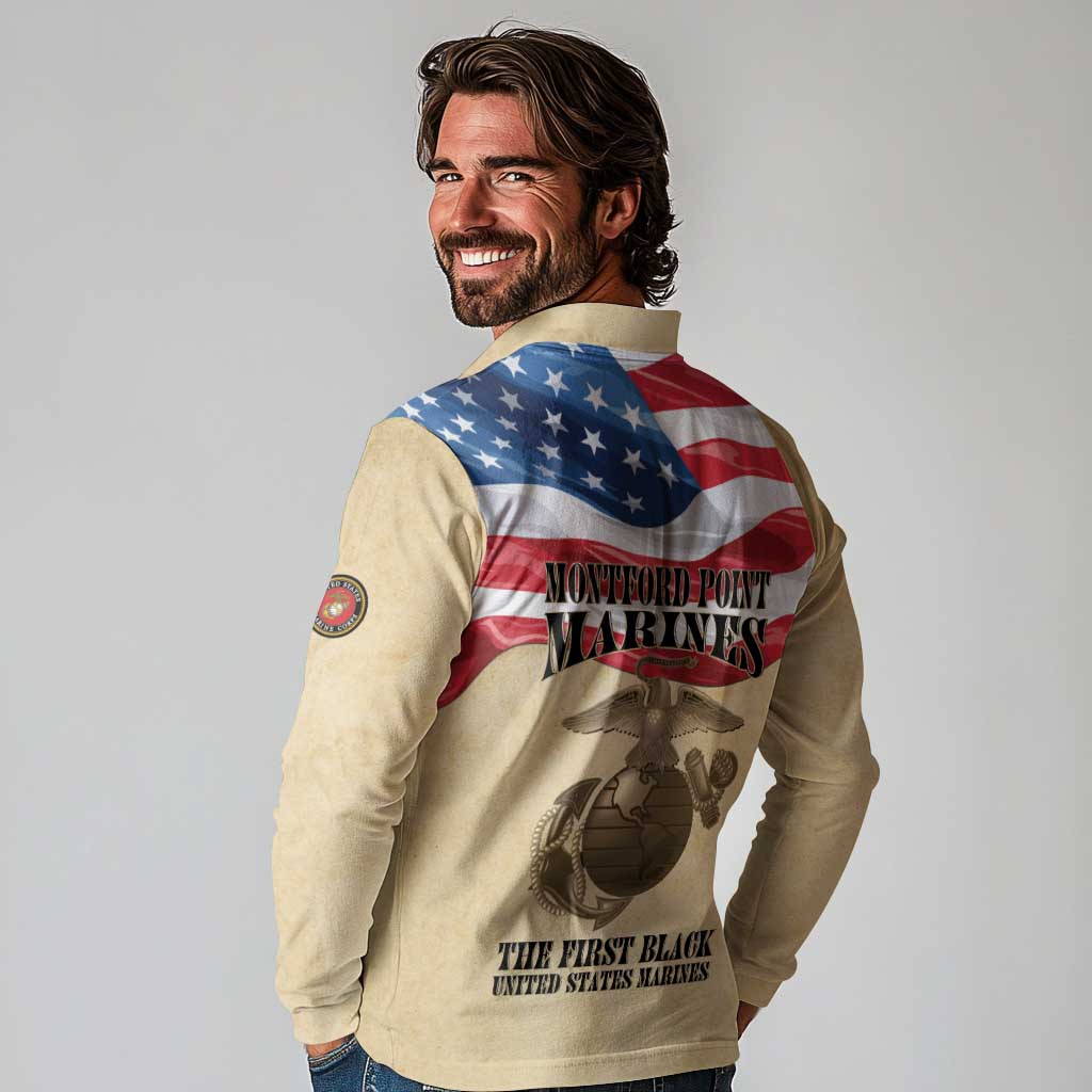 Montford Point Marines 1942-1949 Long Sleeve Polo Shirt The First Black Marines - Wonder Print Shop