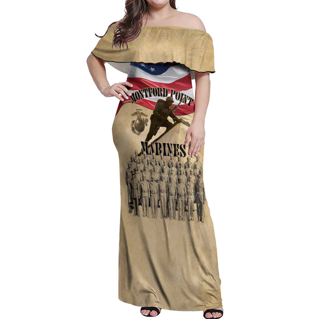 Montford Point Marines 1942-1949 Off Shoulder Maxi Dress The First Black Marines - Wonder Print Shop