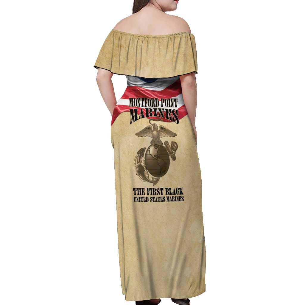 Montford Point Marines 1942-1949 Off Shoulder Maxi Dress The First Black Marines - Wonder Print Shop