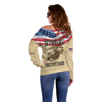 Montford Point Marines 1942-1949 Off Shoulder Sweater The First Black Marines - Wonder Print Shop