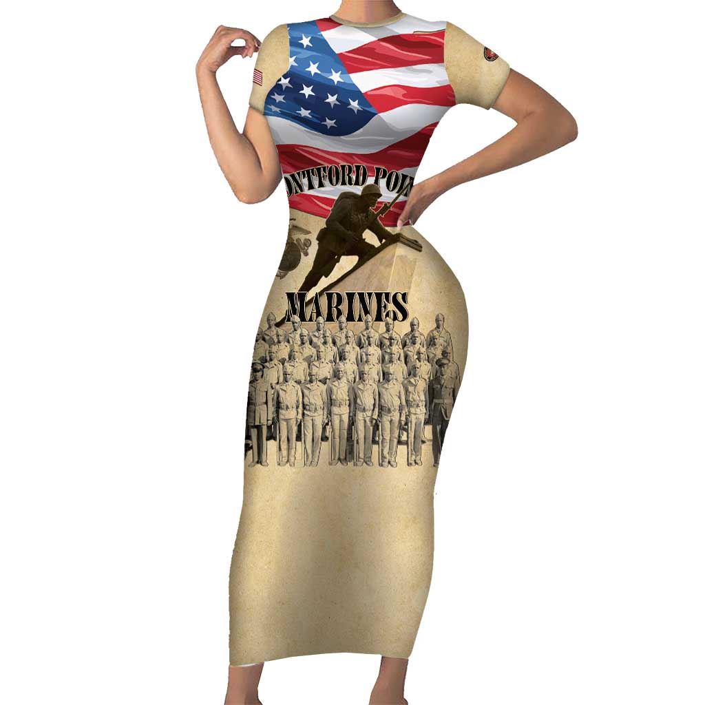 Montford Point Marines 1942-1949 Short Sleeve Bodycon Dress The First Black Marines - Wonder Print Shop
