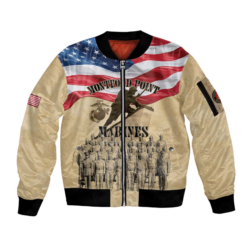 Montford Point Marines 1942-1949 Sleeve Zip Bomber Jacket The First Black Marines - Wonder Print Shop
