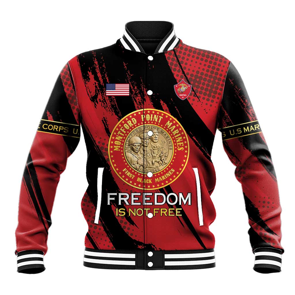 Personalized Proud to Honor Montford Point Marines Baseball Jacket Freedom Is Not Free - Red - Wonder Print Shop