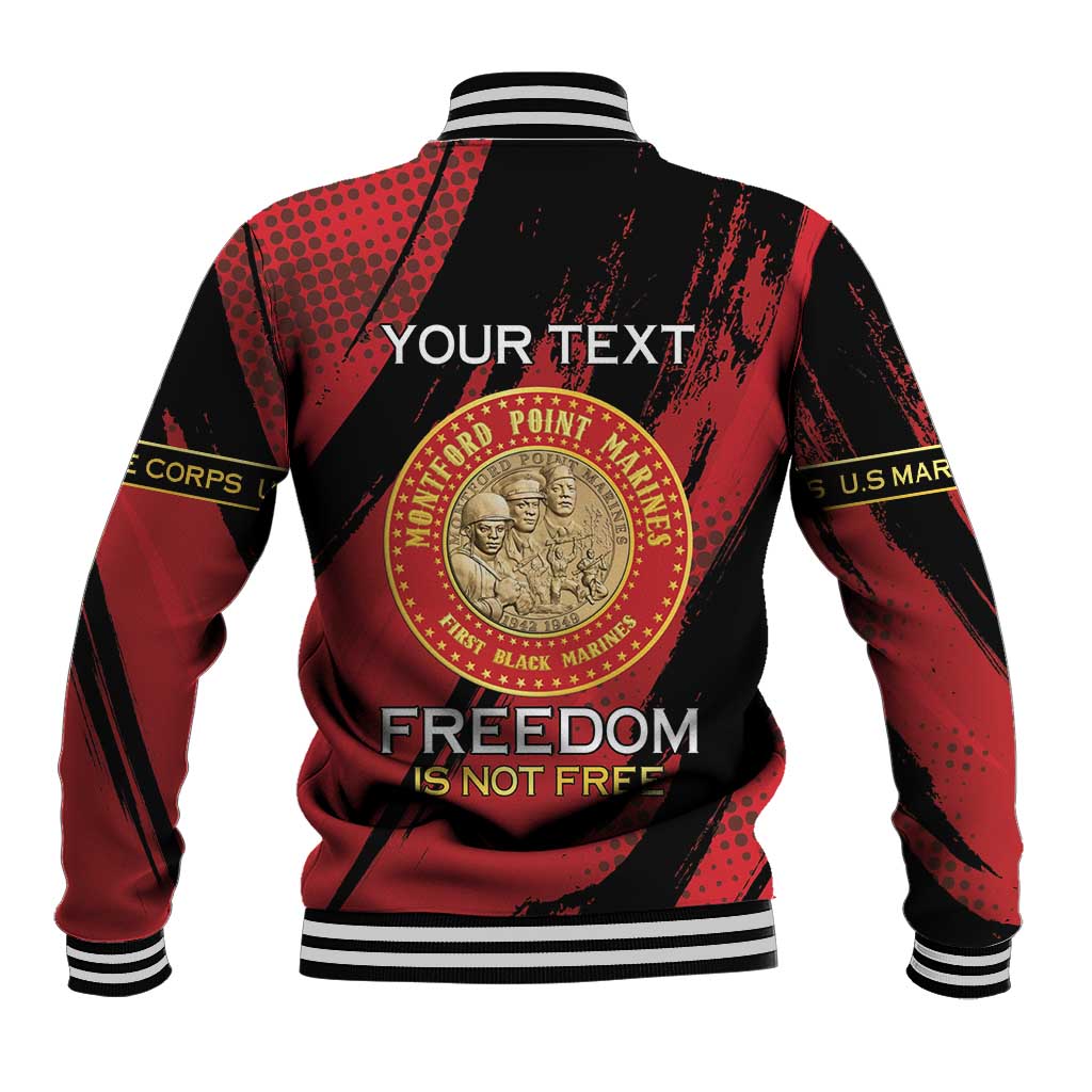 Personalized Proud to Honor Montford Point Marines Baseball Jacket Freedom Is Not Free - Red - Wonder Print Shop