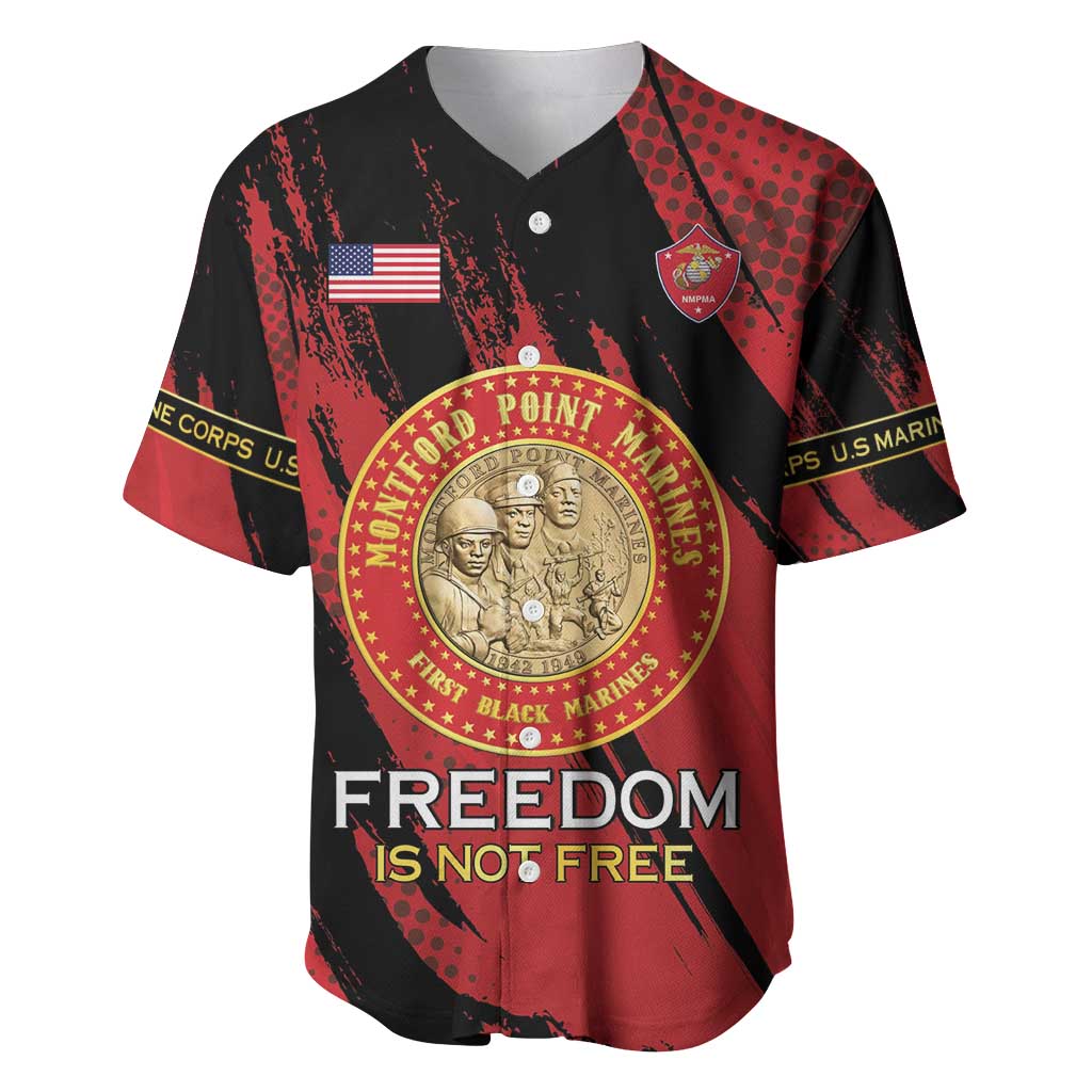 Personalized Proud to Honor Montford Point Marines Baseball Jersey Freedom Is Not Free - Red - Wonder Print Shop