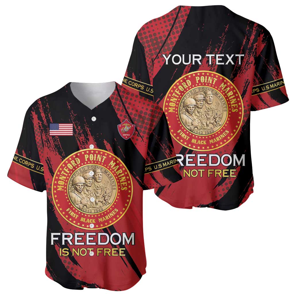 Personalized Proud to Honor Montford Point Marines Baseball Jersey Freedom Is Not Free - Red - Wonder Print Shop