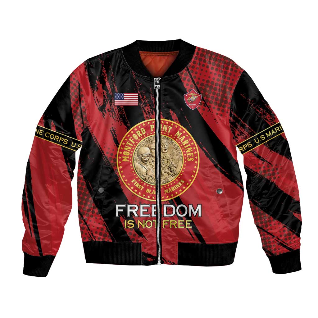 Personalized Proud to Honor Montford Point Marines Bomber Jacket Freedom Is Not Free - Red - Wonder Print Shop
