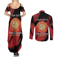 Personalized Proud to Honor Montford Point Marines Couples Matching Summer Maxi Dress and Long Sleeve Button Shirt Freedom Is Not Free - Red - Wonder Print Shop