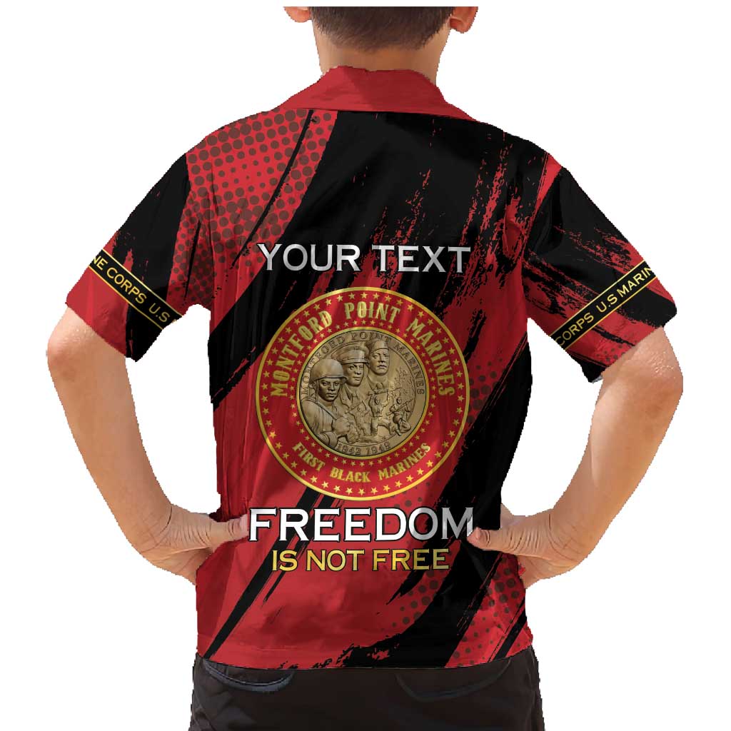 Personalized Proud to Honor Montford Point Marines Family Matching Mermaid Dress and Hawaiian Shirt Freedom Is Not Free - Red - Wonder Print Shop