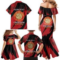 Personalized Proud to Honor Montford Point Marines Family Matching Mermaid Dress and Hawaiian Shirt Freedom Is Not Free - Red - Wonder Print Shop