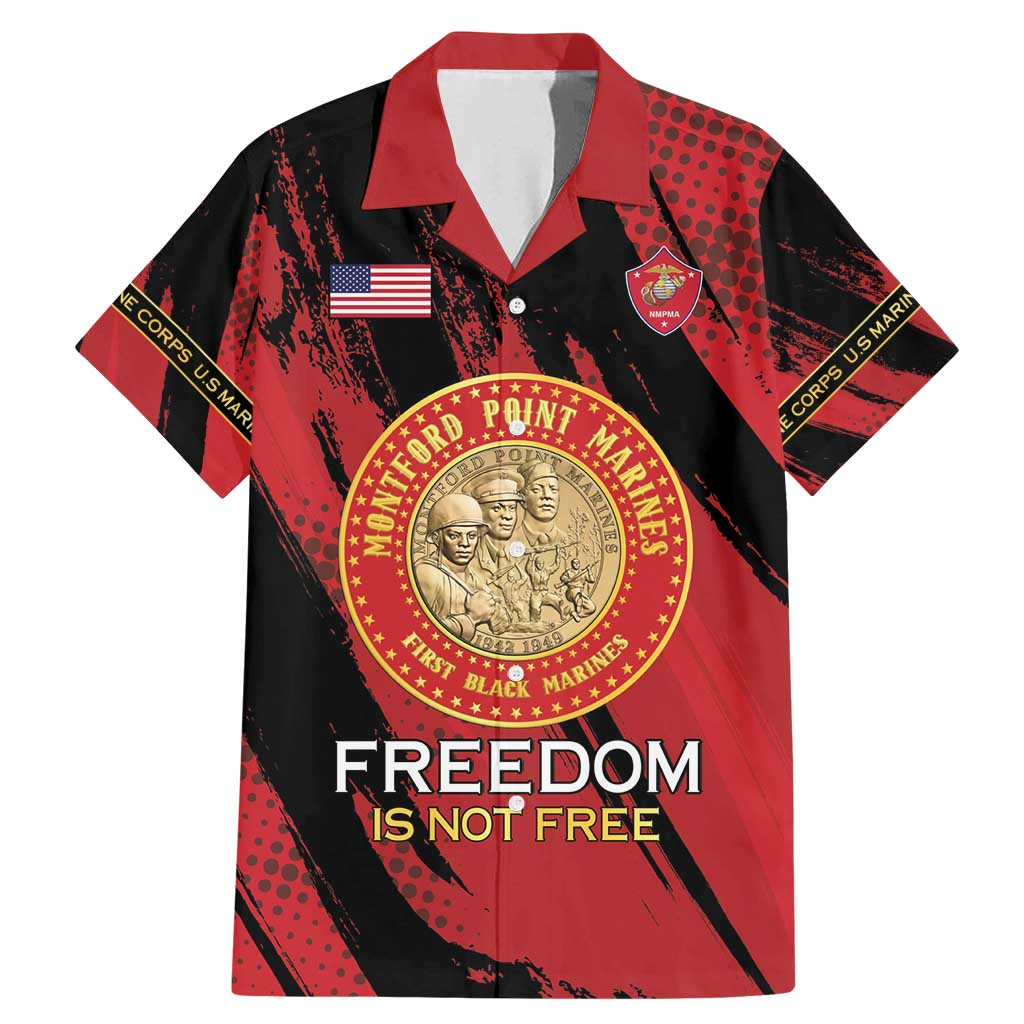 Personalized Proud to Honor Montford Point Marines Family Matching Mermaid Dress and Hawaiian Shirt Freedom Is Not Free - Red - Wonder Print Shop