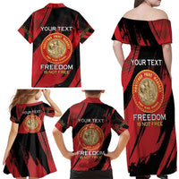 Personalized Proud to Honor Montford Point Marines Family Matching Off Shoulder Maxi Dress and Hawaiian Shirt Freedom Is Not Free - Red - Wonder Print Shop