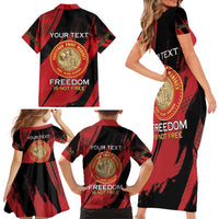 Personalized Proud to Honor Montford Point Marines Family Matching Short Sleeve Bodycon Dress and Hawaiian Shirt Freedom Is Not Free - Red - Wonder Print Shop