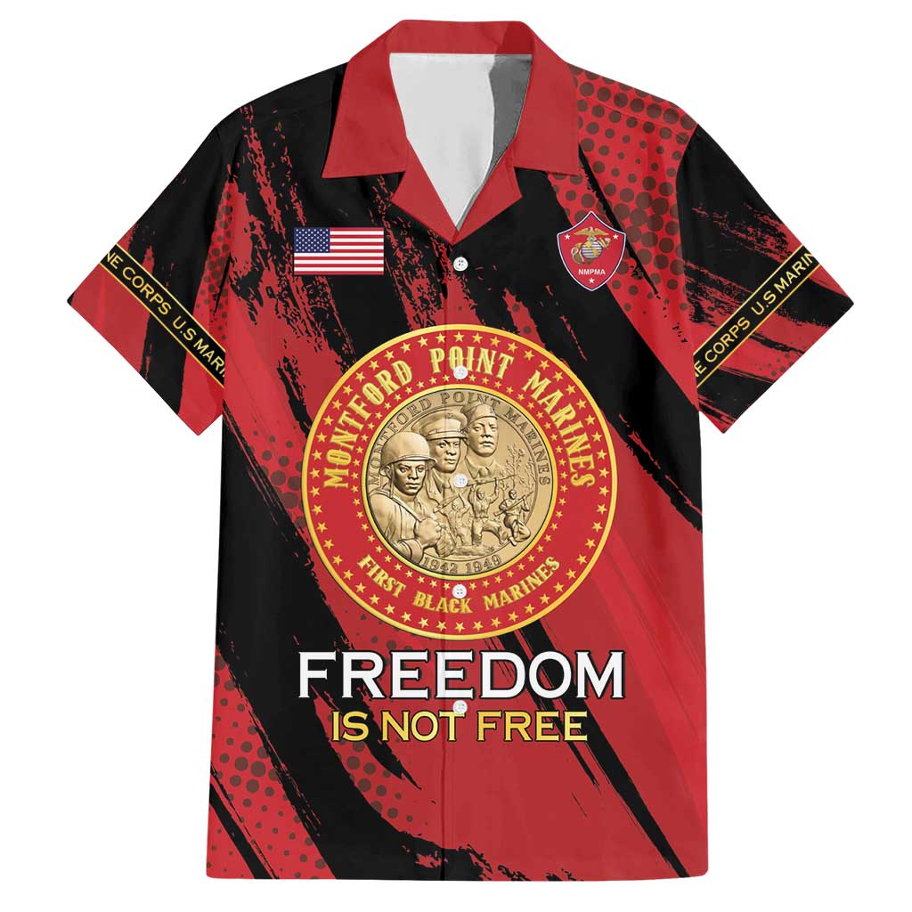 Personalized Proud to Honor Montford Point Marines Family Matching Short Sleeve Bodycon Dress and Hawaiian Shirt Freedom Is Not Free - Red - Wonder Print Shop