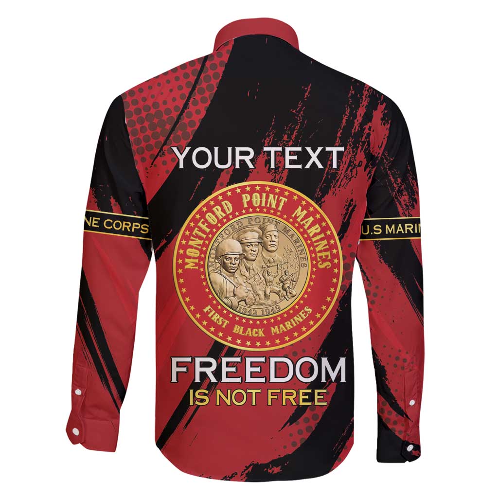 Personalized Proud to Honor Montford Point Marines Family Matching Short Sleeve Bodycon Dress and Hawaiian Shirt Freedom Is Not Free - Red - Wonder Print Shop