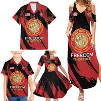 Personalized Proud to Honor Montford Point Marines Family Matching Summer Maxi Dress and Hawaiian Shirt Freedom Is Not Free - Red - Wonder Print Shop