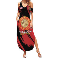 Personalized Proud to Honor Montford Point Marines Family Matching Summer Maxi Dress and Hawaiian Shirt Freedom Is Not Free - Red - Wonder Print Shop