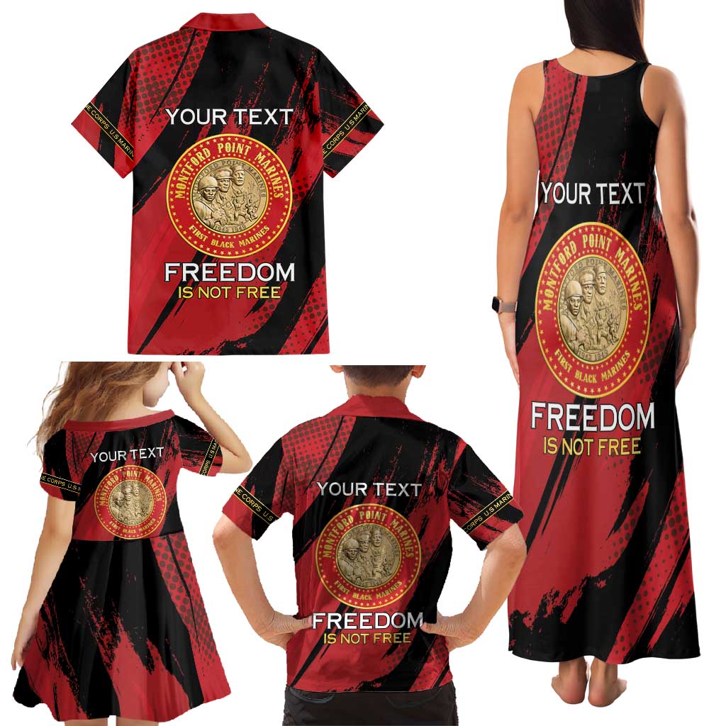 Personalized Proud to Honor Montford Point Marines Family Matching Tank Maxi Dress and Hawaiian Shirt Freedom Is Not Free - Red - Wonder Print Shop