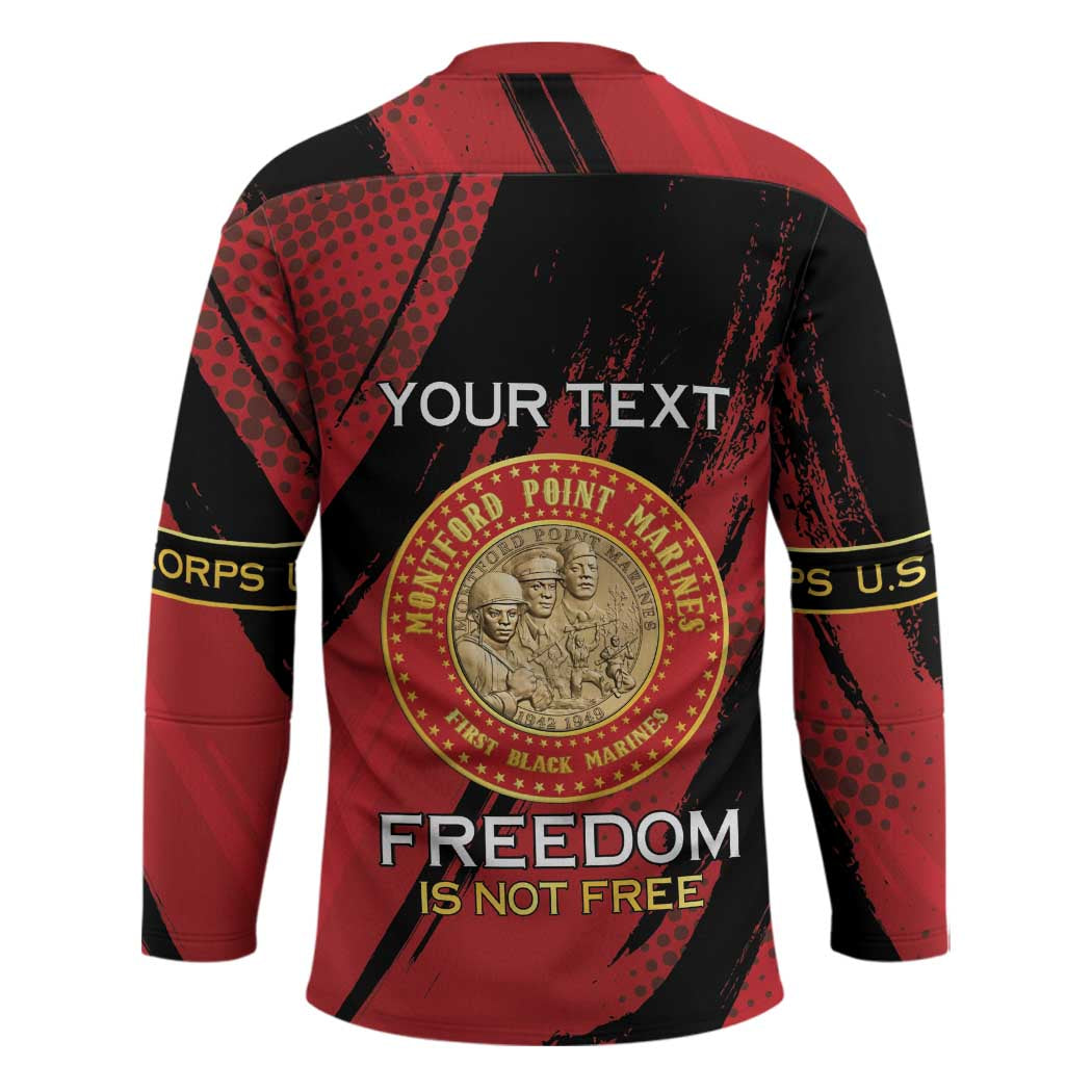 Personalized Proud to Honor Montford Point Marines Hockey Jersey Freedom Is Not Free - Red - Wonder Print Shop